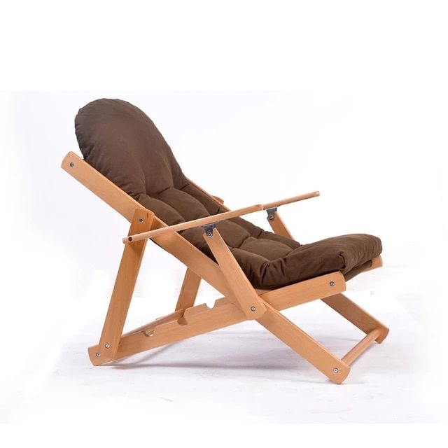 Soft and comfortable lazy chair wooden foldable reclining chair .