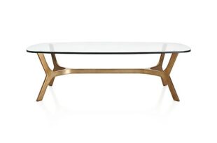 Elke Rectangular Glass Coffee Table with Brass Base + Reviews .