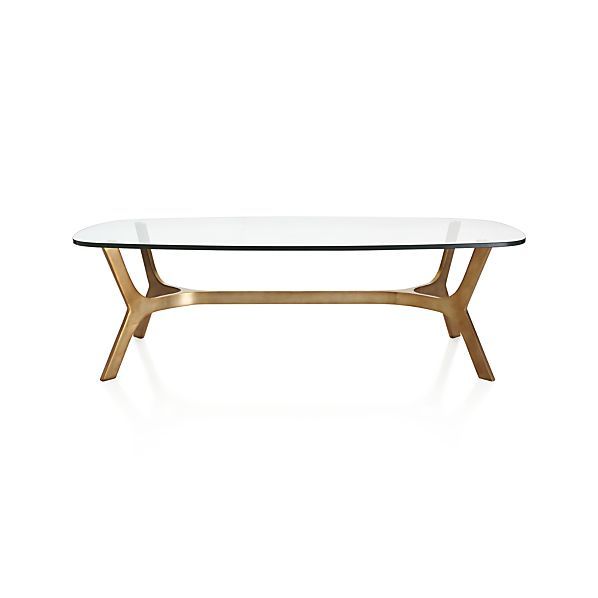 Rectangular Brass Finish And Glass Coffee Tables