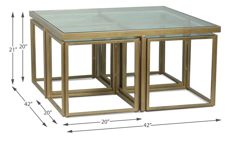 Brass Coffee Table Squared – English Elm | Brass coffee table .