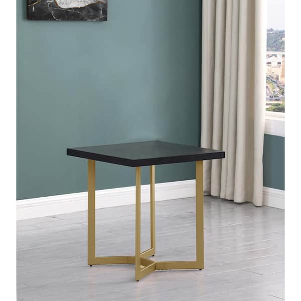 Best Quality Furniture April 23 in. Black Rectangle Wooden Top End .