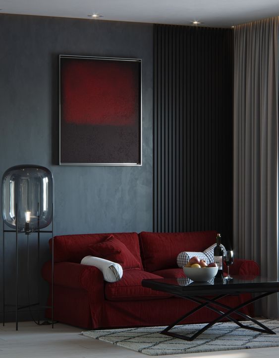 Grey And Burgundy Living Room Ideas - Decoholic | Red sofa living .