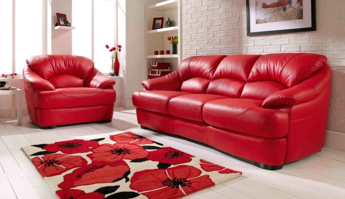 Red sofa as the most fitting piece of furniture for any interior .