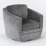 Chadwick Charcoal Chenille 33" Swivel Accent Chair | Living Spac