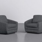 Chadwick Chenille Charcoal 33" Swivel Accent Chair Set of 2 .