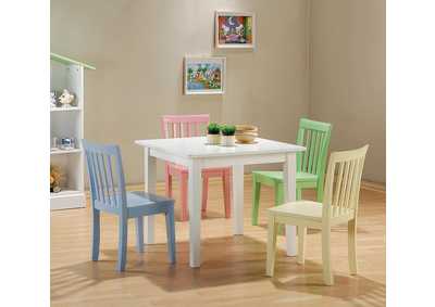 Rory Five-Piece Multi Color Youth Table and Chairs Furniture .