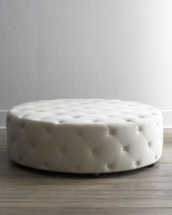 Bevin Tufted Ottoman I Horchow | Round tufted ottoman, Round .