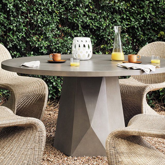 Barley Industrial Loft Grey Round Outdoor Concrete Dining Table .