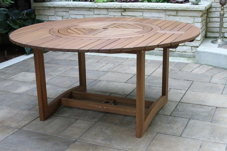 20663 - Eucalyptus Round 63 in. Dia. Dining Table with Lazy Susan .