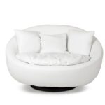 Alba Modern White Leatherette Leisure Chair | Round sofa chair .