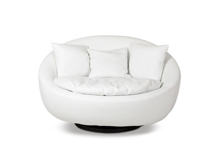 Alba Modern White Leatherette Leisure Chair | Round sofa chair .
