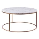 Marmo Round Coffee Table With Faux Marble Top Brass - Teamson Home .