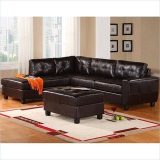 Global Furniture - Bonded Leather Sectional Sofa in Espresso .