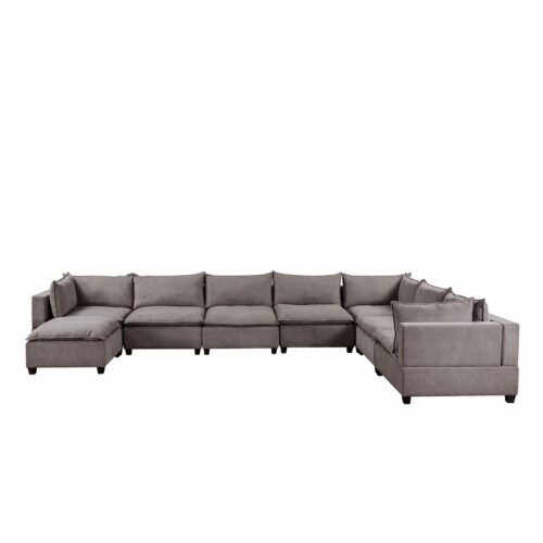 Bowery Hill Fabric 8 Piece Modular Sectional Sofa Chaise in Light .