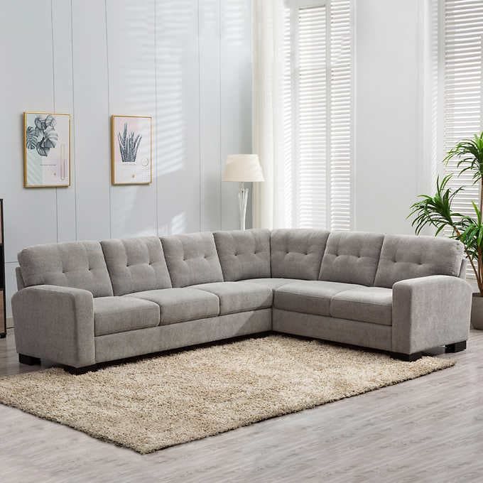 Annadale Contemporary 2-piece Fabric Sectional, Grey | Fabric .
