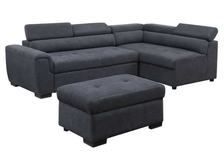Lilola Home Haris Dark Gray Fabric Sectional with Adjustable .