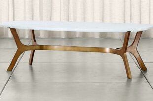 Elke Rectangular Marble Coffee Table with Brass Base + Reviews .