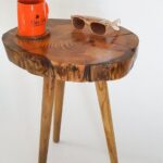 Rustic pine tree table, tree trunk table, log slice table, live .