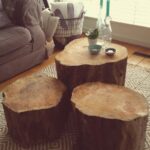 Coffee table made of large pieces of oak tree. | Tree furniture .