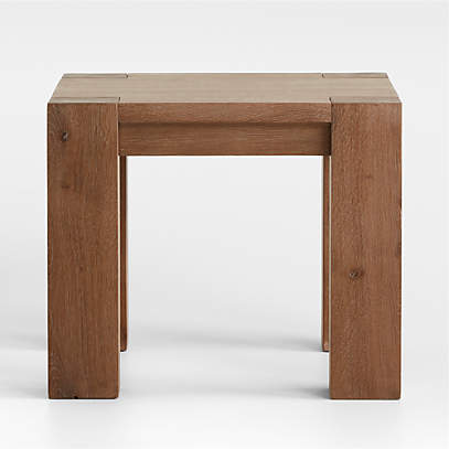 Terra Light Brown Oak Wood Side Table + Reviews | Crate & Barr