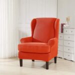 Subrtex Stretch 2-Piece Textured Grid Wingback Chair Slipcover .