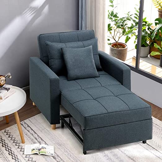 Esright 40 Inch Chair Bed 3-in-1 Convertible Futon Chair Multi .