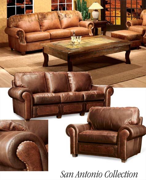 southwestern leather furniture sofa chair ottoman | Western .
