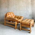 Oak & Cognac Leather Lounge Chair & Ottoman | Chair and ottoman .