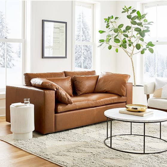 Harmony Modular Leather Sofa (82"–92") | Modern leather sofa .