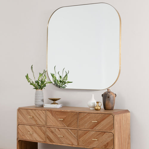 Bellvue Square Mirror - Polished Brass | Four Han