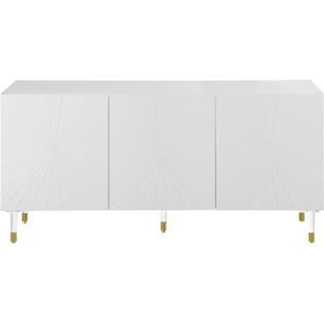 White Lacquer Sideboard with Starburst Design | Clear Home Desi