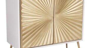 55 Downing Street Starburst 32" Wide White And Gold 2-door Cabinet .