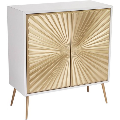 55 Downing Street Starburst 32" Wide White And Gold 2-door Cabinet .