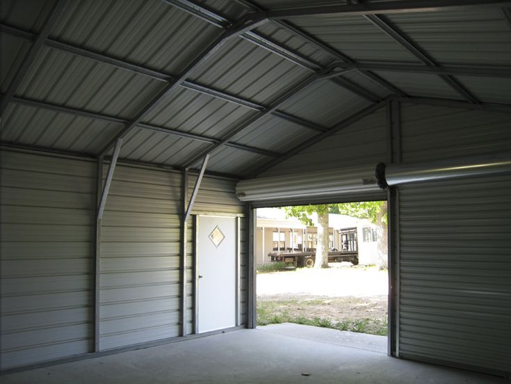 See Inside A Metal Garage | Metal garages, Portable carport, Steel .