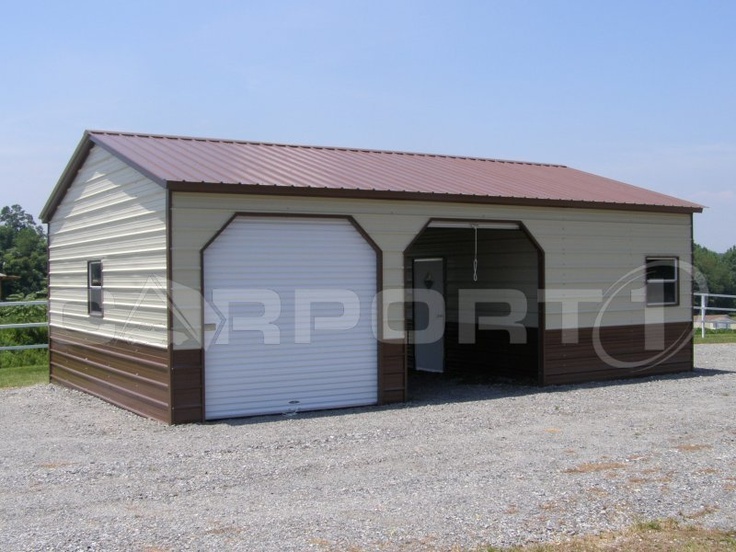 This vertical roof, deluxe two-tone siding, steel garage building .