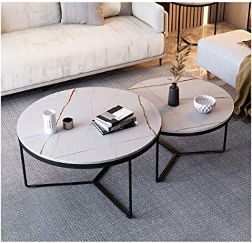 Jyfsa Round Coffee Table Set of 2 Modern Home Furniture, Side .