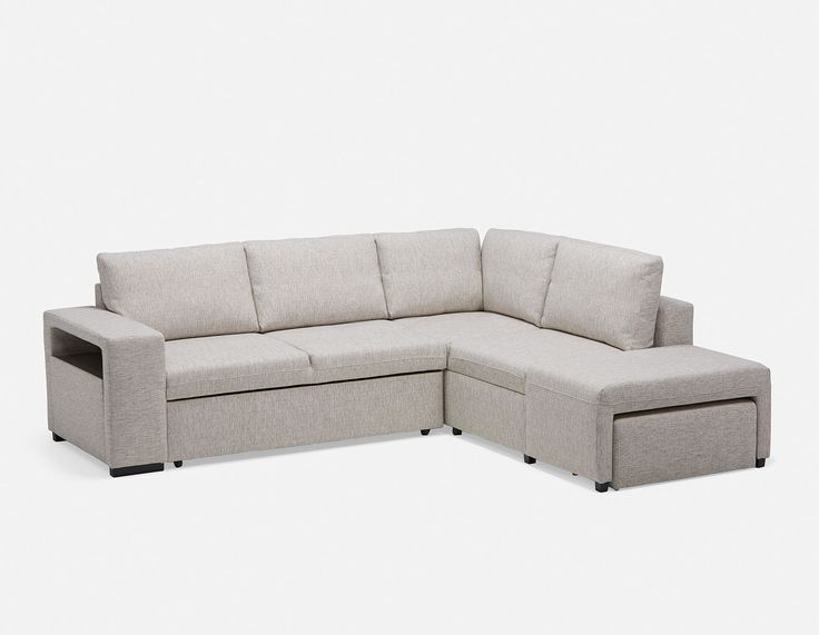 Structube Tomar Sectional Sofa Bed With Storage in Beige | Sofa .