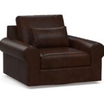 Big Sur Roll Arm Deep Seat Leather Swivel Armchair | Leather .
