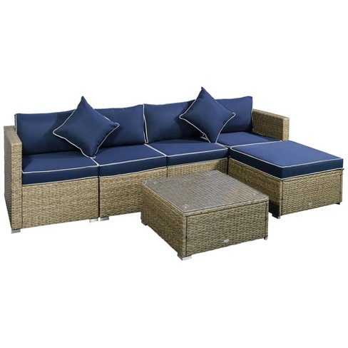 Outsunny 6 Pieces Outdoor Pe Rattan Sofa Set, Sectional .