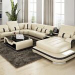 Sydney Large Leather Sectional with Side Table | Living room .