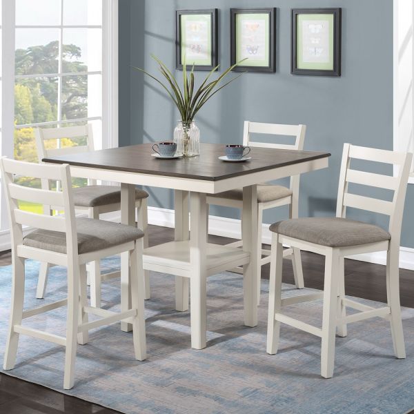 Tahoe 5 Piece Counter Height Dining Set in Chalk Grey by Crown .