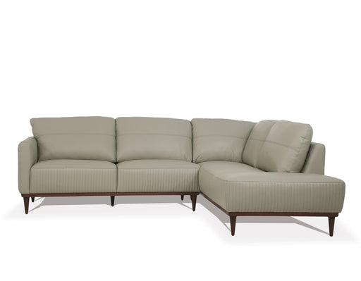 Tampa Airy Green Leather Sectional Sofa - Furniture Wor