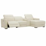 Tampa Leather Power Reclining Sectional with Power Headrest .