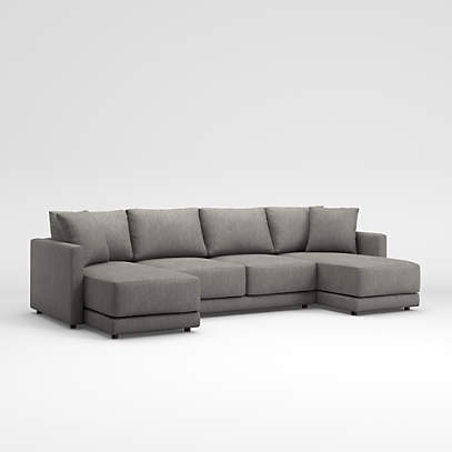 Gather Deep 3-Piece Double Chaise Sectional Sofa + Reviews | Crate .