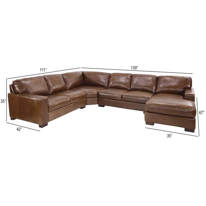 Landmark Brown Italian Leather Couch (4 Pieces) | Jerome's .