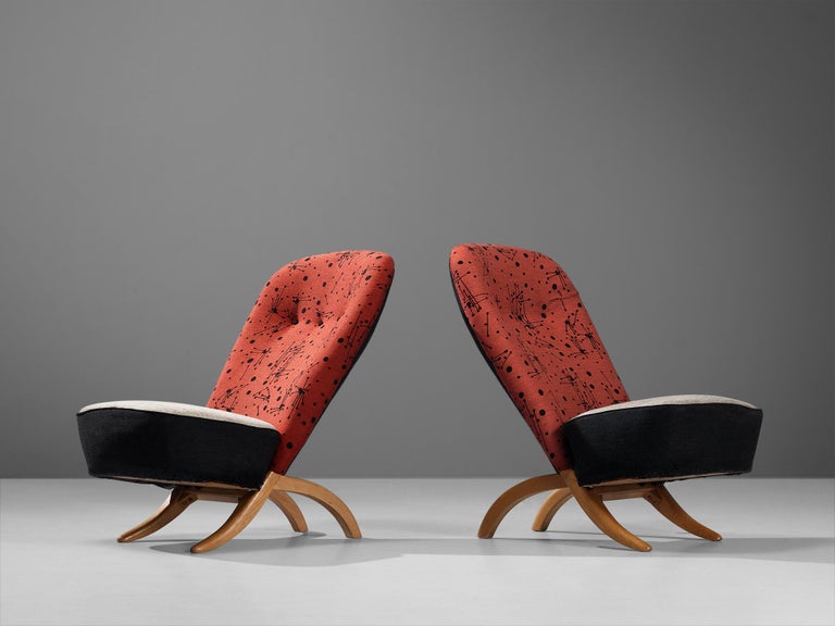 Theo Ruth for Artifort 'Congo' Easy Chairs in Patterned Fabric .