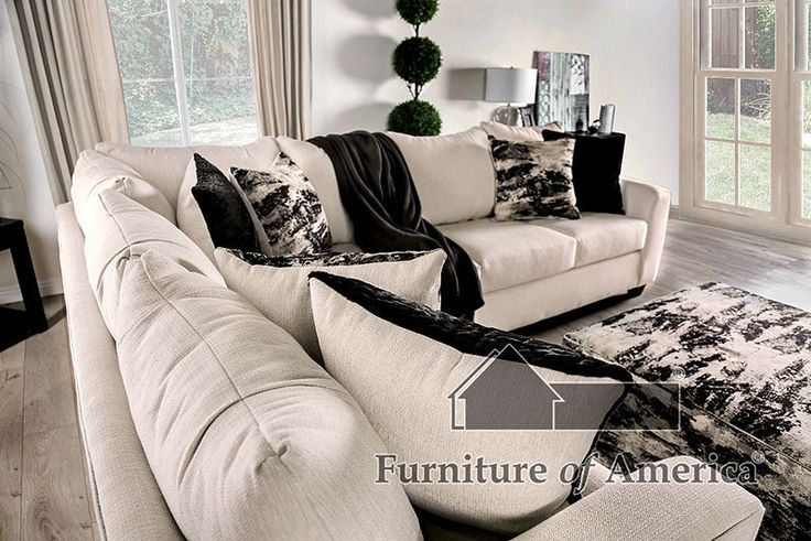 Furniture of America Barnett Ivory Sectional Sofa SM5204IV-N .