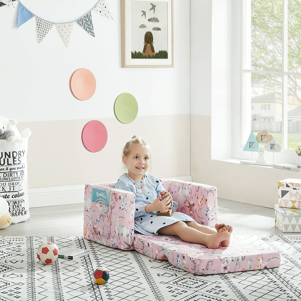 Ulax Furniture Convertible Kids Chair 2-in-1 Flip Open Toddler .