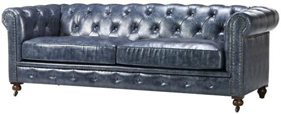I want this blue leather couch! Gordon Tufted Sofa - Sofas .