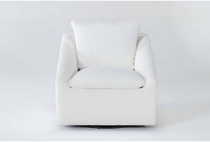 Cypress III Chenille 32" Foam White Swivel Accent Chair | Living .